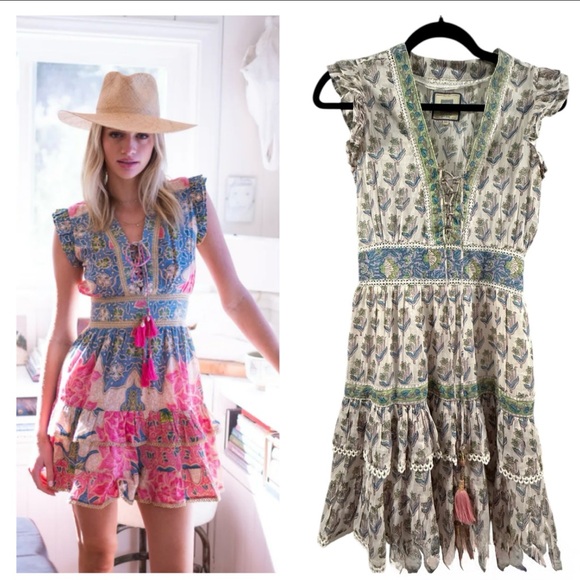 Bell by Alicia Bell Olivia Mini Dress| Blue & Green Floral - Picture 1 of 4